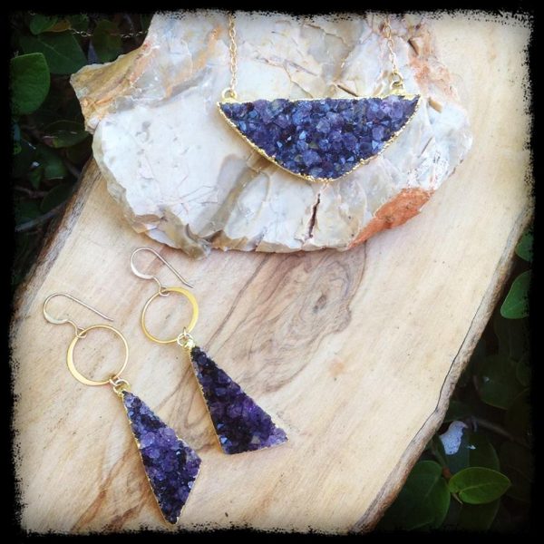 Amethyst Druzy Earrings