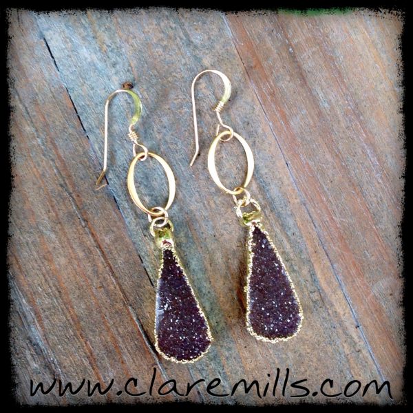 Brown Druzy Teardrop Earrings