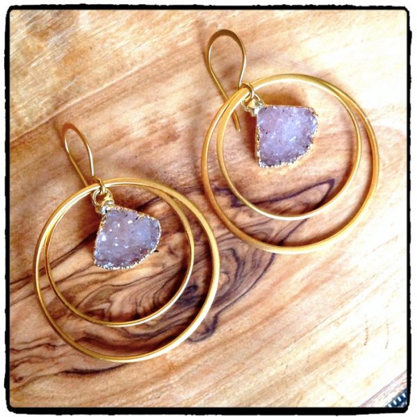 Blush Druzy Hoop Earrings
