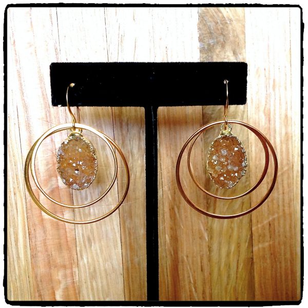 Citrine Druzy Hoop Earrings