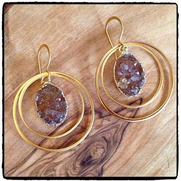 Citrine Druzy Hoop Earrings