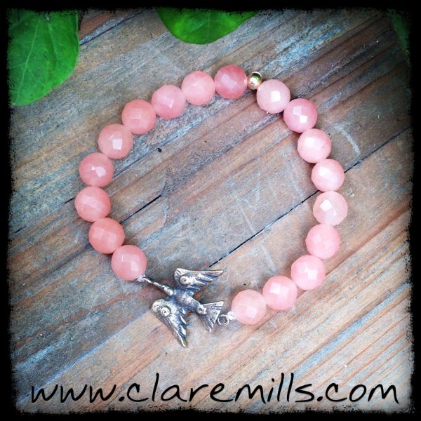 Holy Spirit Flying Dove on Cherry Quartz