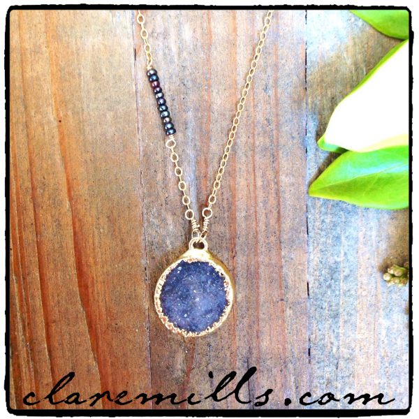 Peacock Pearl Druzy Necklace