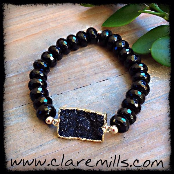 Druzy on Black Onyx - Reserved for Jennifer Stimits