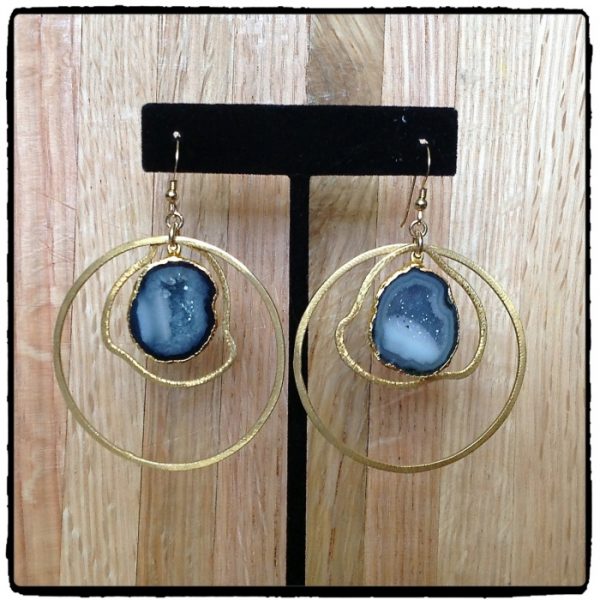 Blue Geode Hoops
