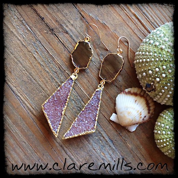 Smoky Topaz & Blush Druzy Earrings