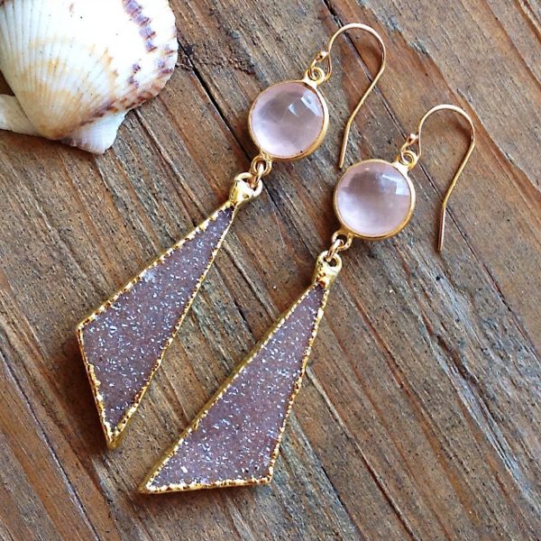 Rose Quartz & Druzy Earrings