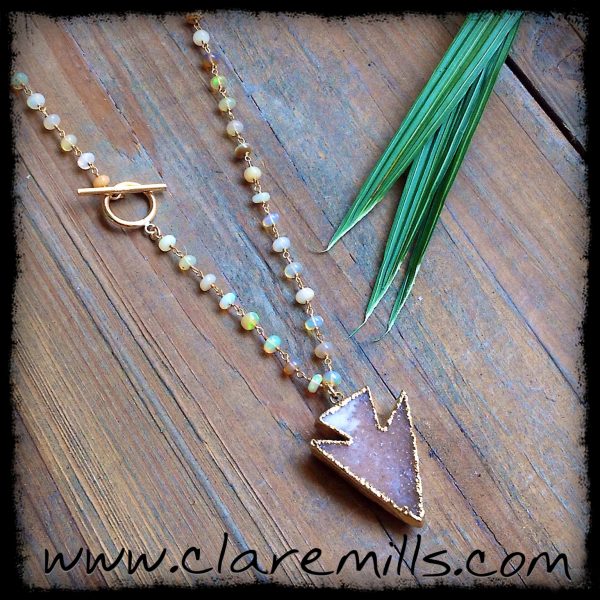 Druzy Arrowhead on Opal Chain