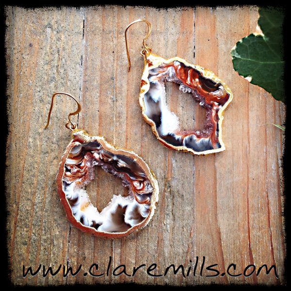 Alyssa Agate Slice Earrings