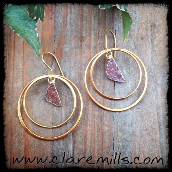 Belle Blush Druzy Hoop Earrings