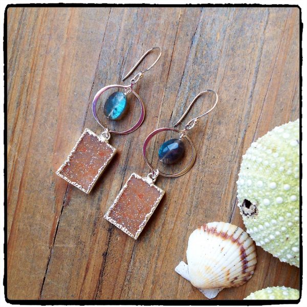 Labradorite & Druzy Earrings