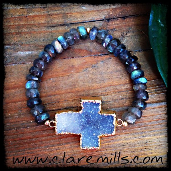 Stella Druzy and Labradorite Cross Bracelet Stacking Set