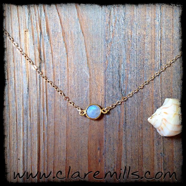 Moonstone on Delicate Gold Chain