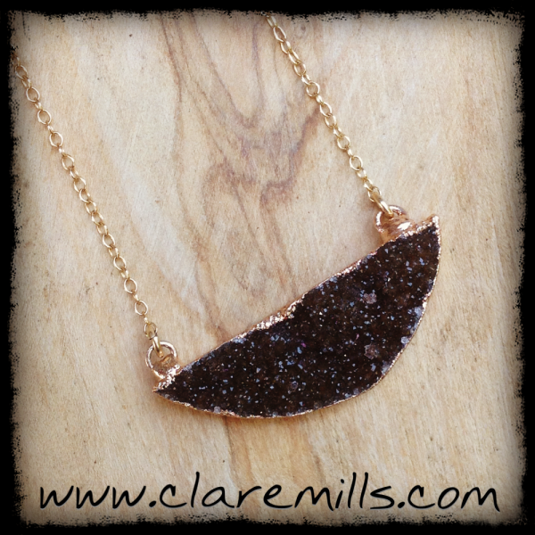 Brown Semi Circle Druzy Necklace
