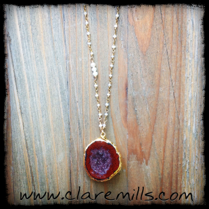 Lida Red Geode Necklace