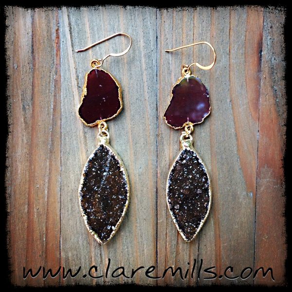 Garnet Slice Brown Druzy