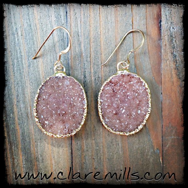 Blush Oval Druzy Earrings