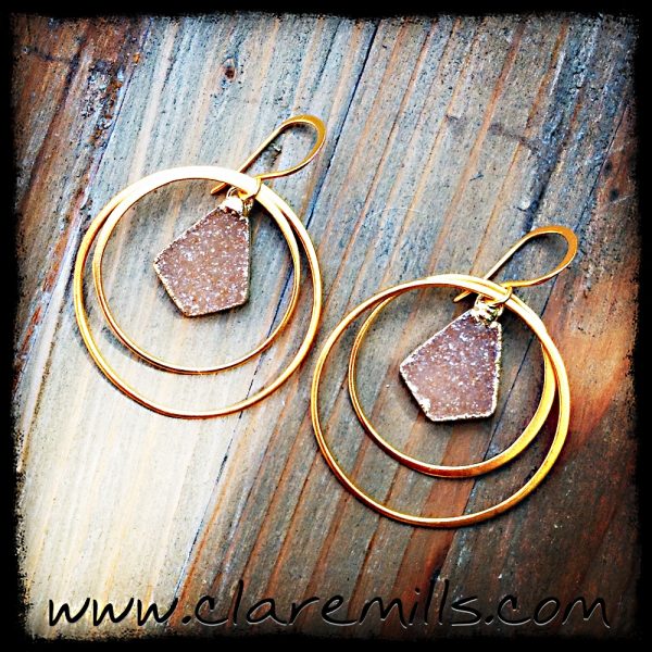 Citrine Druzy Hoop Earrings