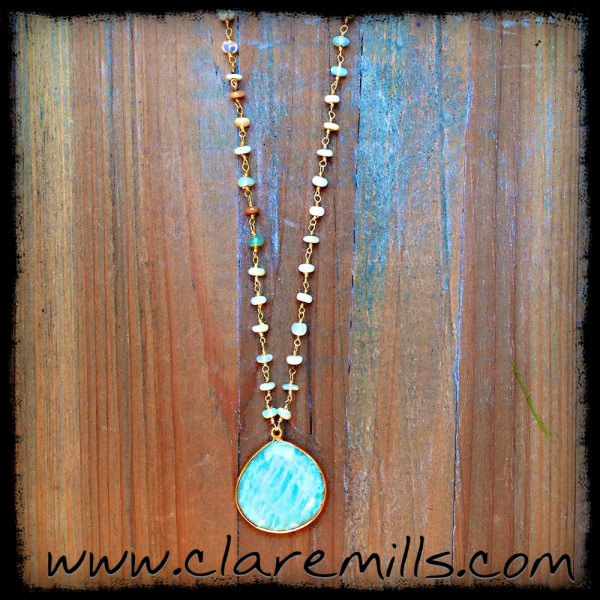 Amazonite on Opal Chain