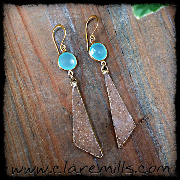 Cali II Chalcedony and Druzy Earrings