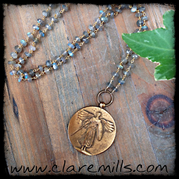 WWI Victory Medal on Labradorite