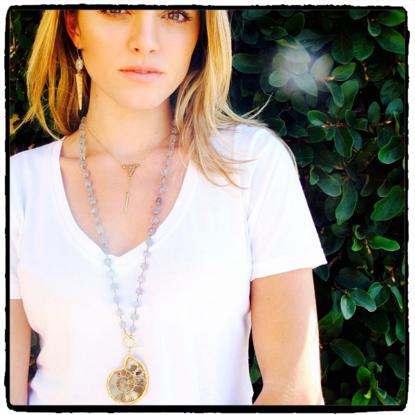 Sand Druzy Triangle "Y" Spike Necklace