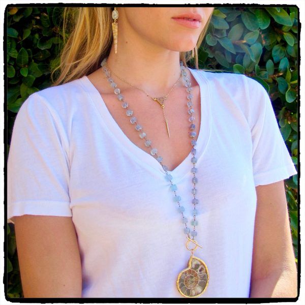 Sand Druzy Triangle "Y" Spike Necklace
