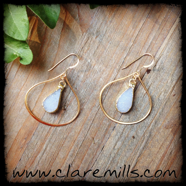 Crystal Druzy Teardrop Earrings
