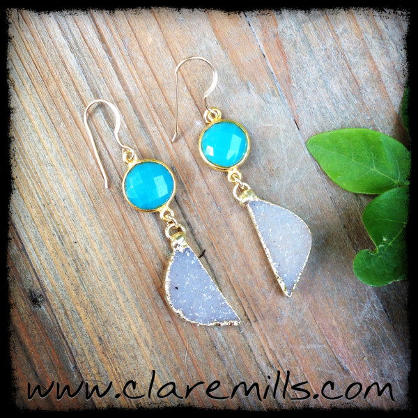 Turquoise and Druzy Earrings
