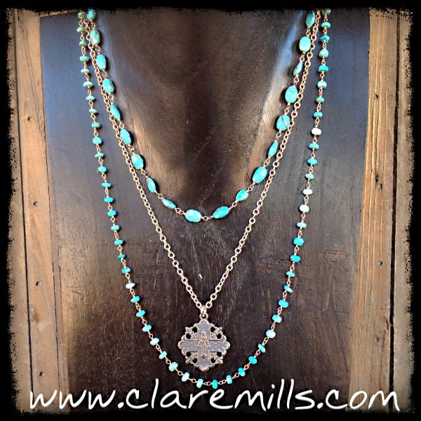 † Our Lady with Fleur de Lis † Multi Strand Necklace