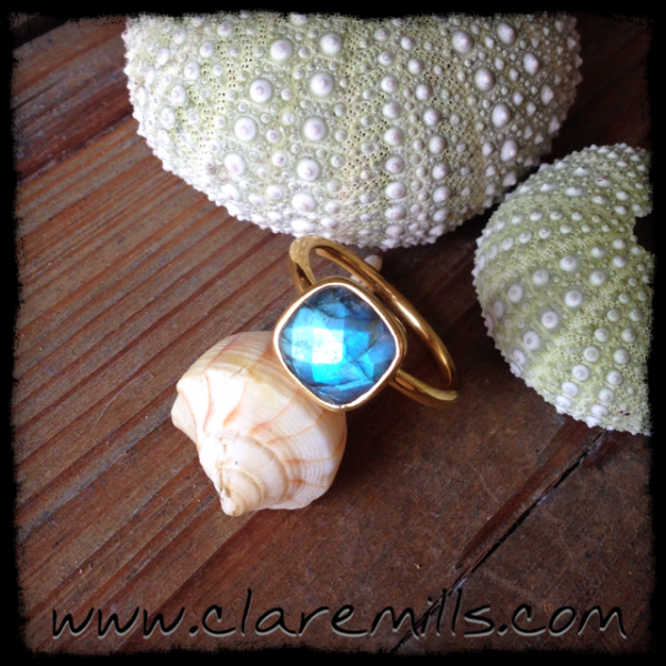 Faceted Bezel Labradorite Ring