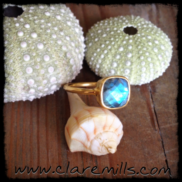 Faceted Bezel Labradorite Ring