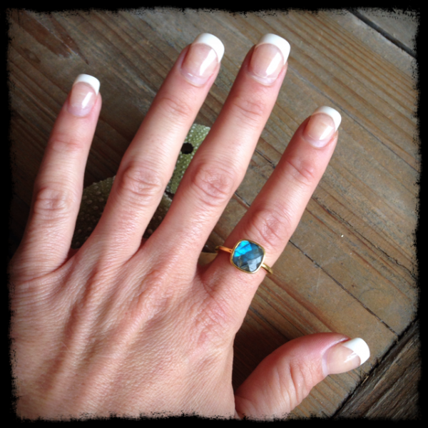 Faceted Bezel Labradorite Ring