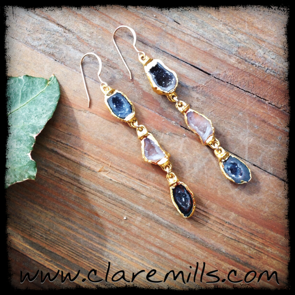 Mica Triple Geode Drop Earrings