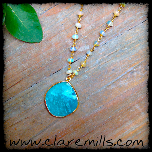 Amazonite on Opal Chain