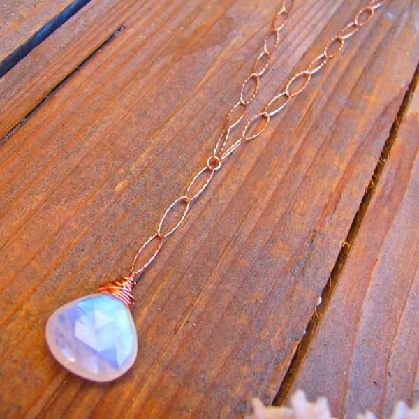 Rose Gold & Moonstone Y Necklace