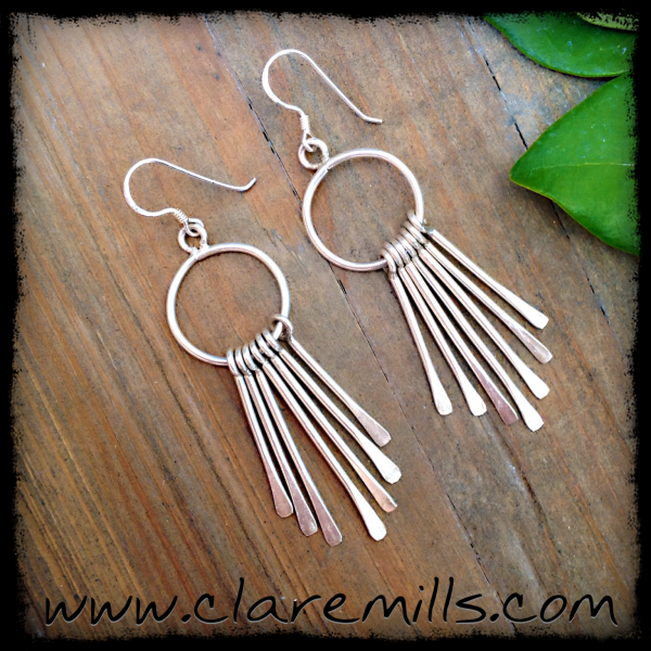 Sterling Silver Hoop Dagger Earrings