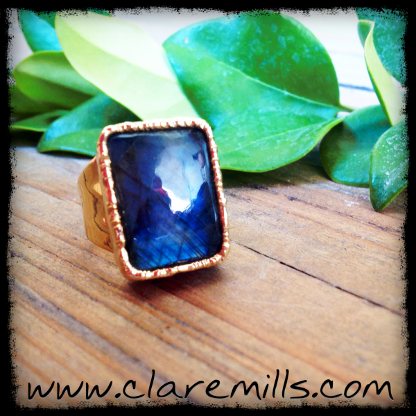 Rectangle Labradorite Ring