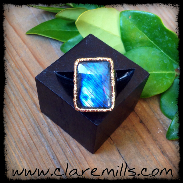 Rectangle Labradorite Ring