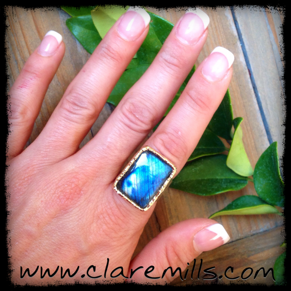 Rectangle Labradorite Ring