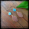 Turquoise Slice & Blush Druzy Teardrop Earrings - Reserved for Maria Frank
