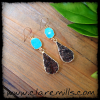 Turquoise Slice & Brown Druzy Teardrop Earrings