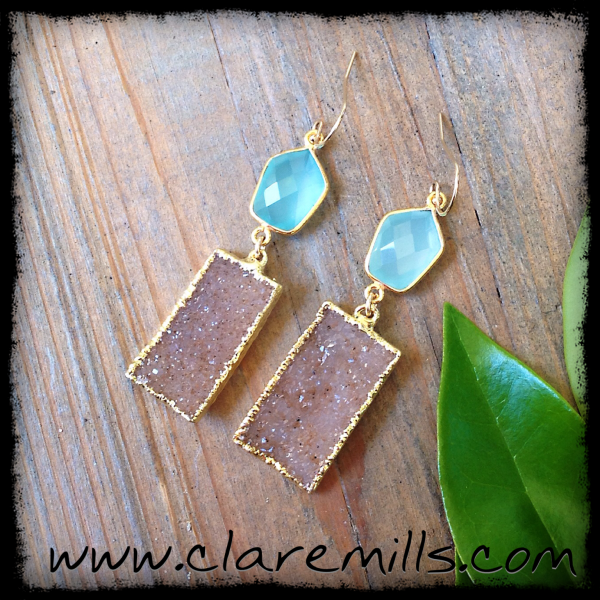 Chalcedony & Druzy Earrings