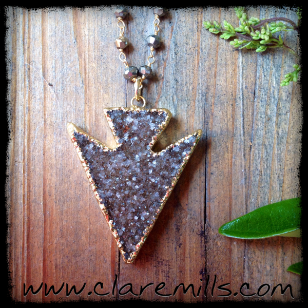 Druzy Arrowhead on Pyrite Chain