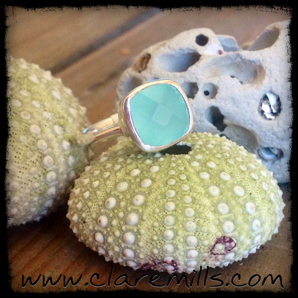 Faceted Bezel Set Chalcedony Ring