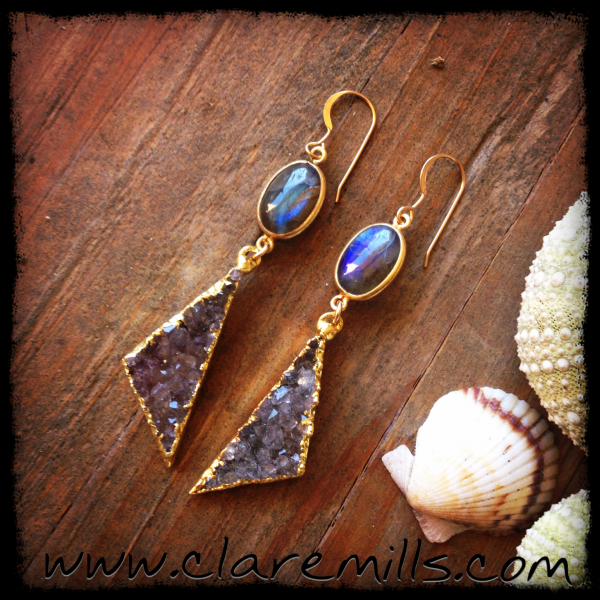 Labradorite & Druzy Earrings