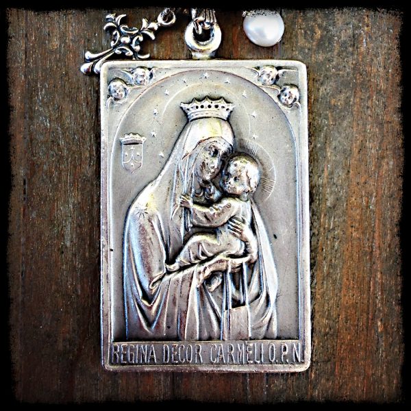 Our Lady of Carmel & Sacred Heart of Jesus Antique Necklace
