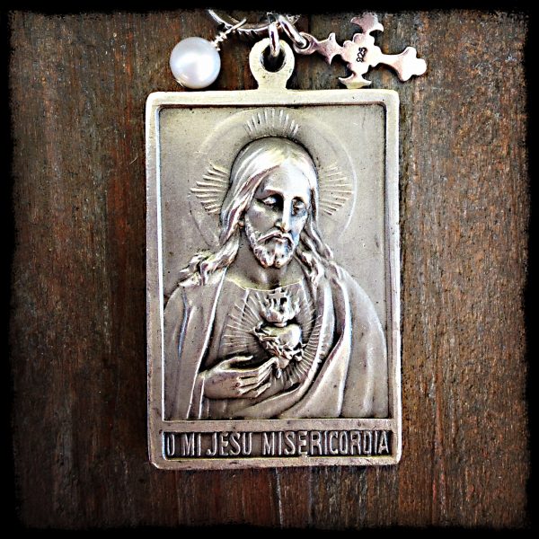 Our Lady of Carmel & Sacred Heart of Jesus Antique Necklace