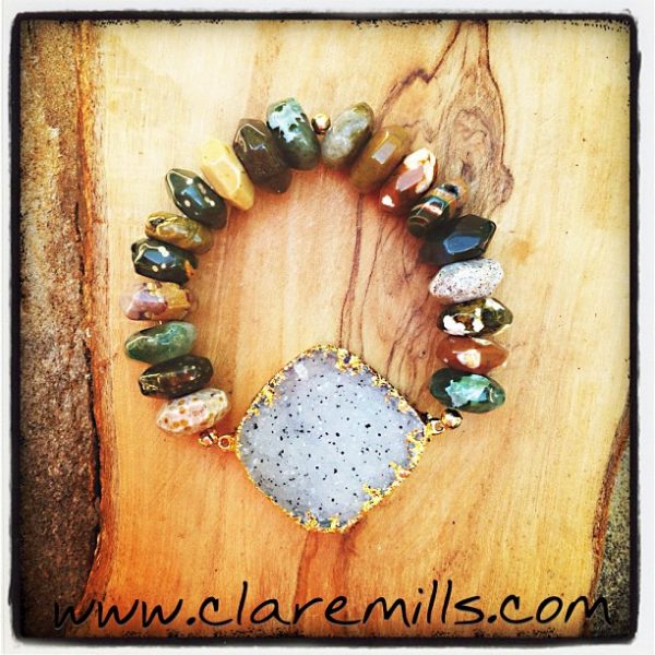 Speckled Druzy on African Jasper