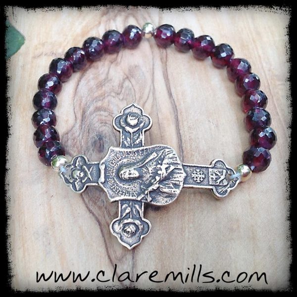 St. Theresa Little Flower Cross on Garnet